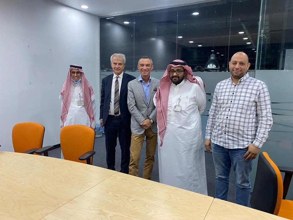 De Nora ISIA Srl Middle East Sales Director Alessandro Meneghini with project managers from National Water Company, Riyadh