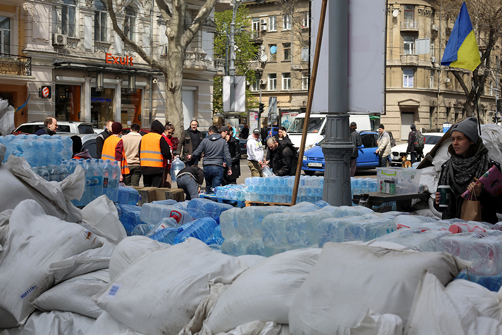 Bottled water distribution in Ukraine