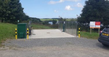 Washdown facility at Upper Tamar Lake with pressure hoses and soak-away system for cleaning boats and bikes