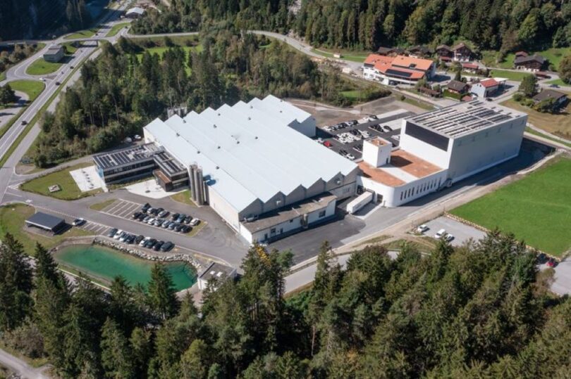 Aerial view of the modernised GF Seewis plant in Switzerland.