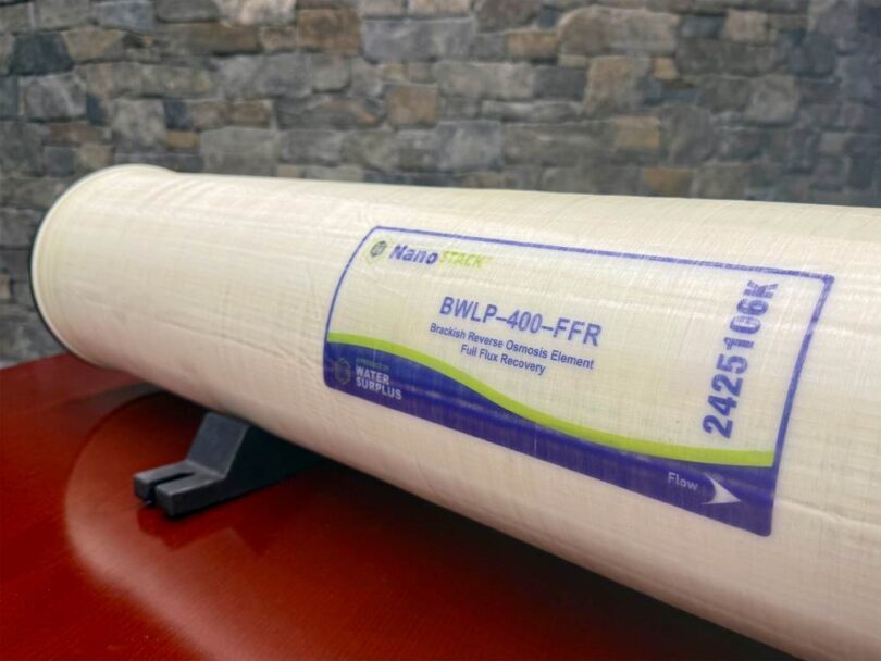 WaterSurplus NanoStack&trade; brackish reverse osmosis membrane element on display