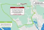 Map showing Nottington Lane road closure and diversion routes for Wessex Water’s supply upgrade near Weymouth