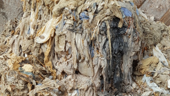 A large mass of wet wipes and debris forming part of a fatberg removed from the sewer network.