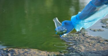 Water sample being collected for drinking water quality analysis