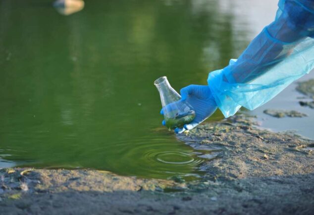 Water sample being collected for drinking water quality analysis