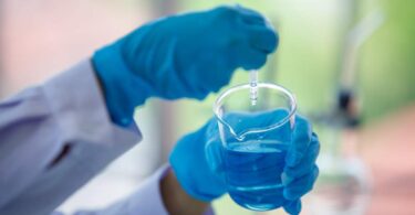Laboratory water sample being prepared for chemical analysis