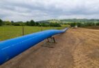 New blue water main installed across rural farmland near Lacock, Wiltshire