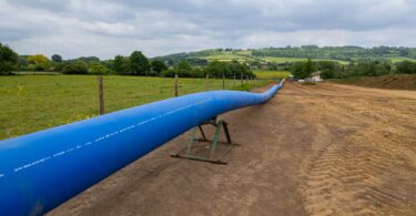 New blue water main installed across rural farmland near Lacock, Wiltshire