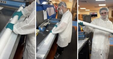 Amazon Filters technician preparing filtration cartridges at the company’s Camberley production facility.