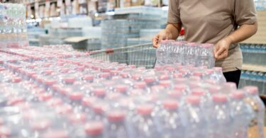Bottled water prepared for emergency distribution during a drinking water supply outage