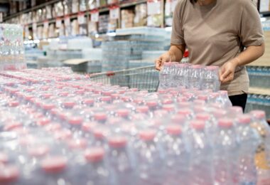 Bottled water prepared for emergency distribution during a drinking water supply outage