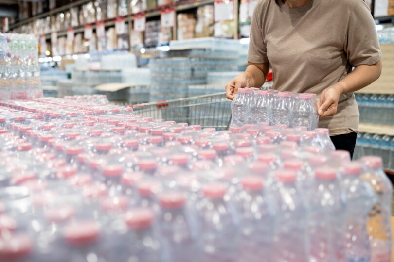 Bottled water prepared for emergency distribution during a drinking water supply outage