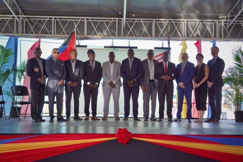 Officials and partners at the opening of the Barnacle Point desalination plant in Antigua