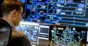 Operational intelligence in water management using AI analytics on laptop dashboard