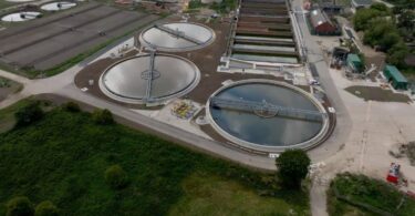 Phosphorus removal programme at Dewsbury Wastewater Treatment Works showing new settlement tanks
