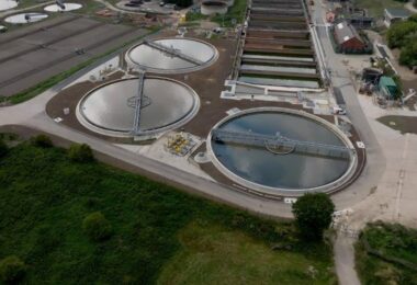 Phosphorus removal programme at Dewsbury Wastewater Treatment Works showing new settlement tanks