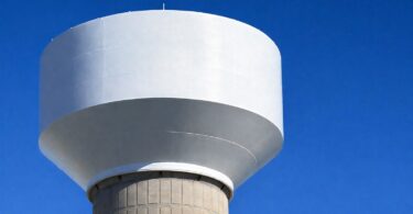Potable water storage tank protected by certified epoxy coating for drinking water infrastructure