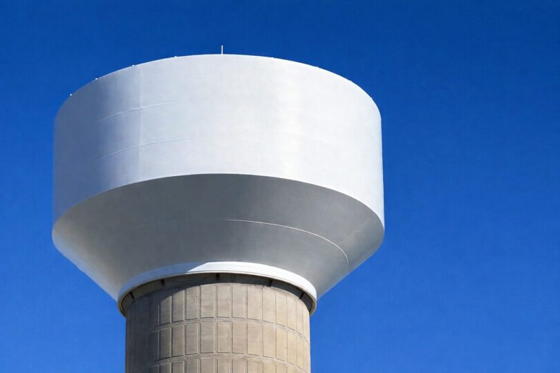 Potable water storage tank protected by certified epoxy coating for drinking water infrastructure