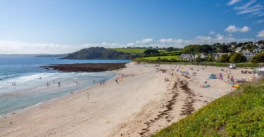 Storm overflows reduced near Gyllyngvase Beach Falmouth in South West England