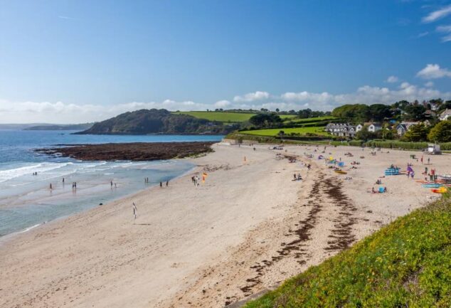 Storm overflows reduced near Gyllyngvase Beach Falmouth in South West England