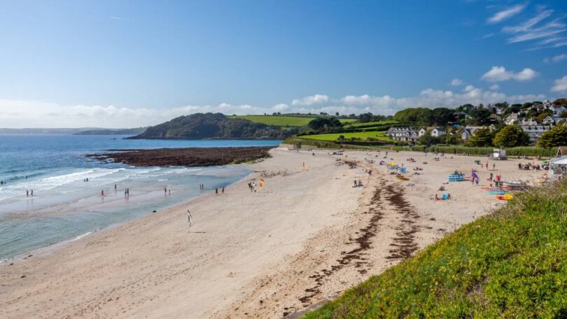 Storm overflows reduced near Gyllyngvase Beach Falmouth in South West England