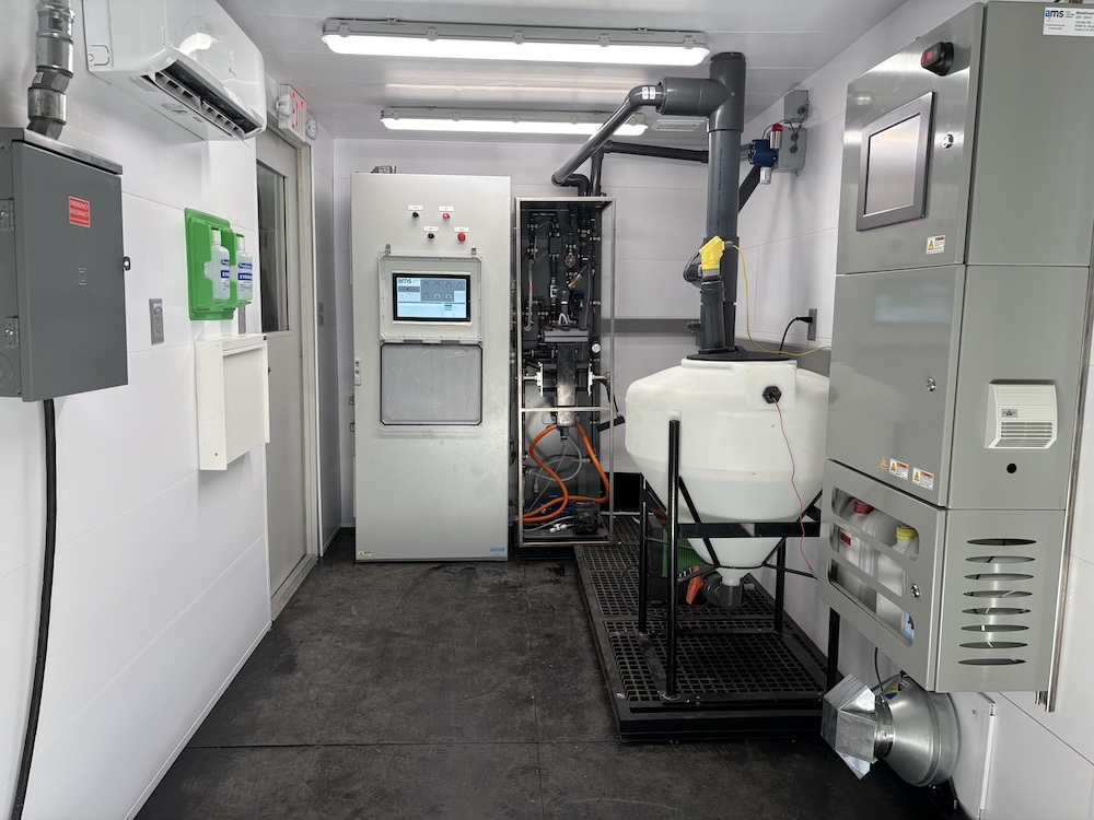 Interior of advanced water treatment system with monitoring and control equipment