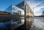 UK water retailer sustainability performance reflected in modern corporate headquarters building