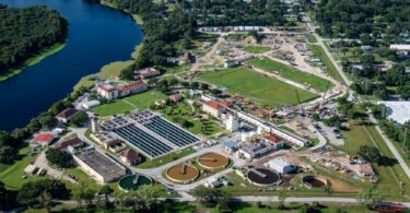 Tampa SIX water treatment facility David L Tippin plant aerial view suspended ion exchange system