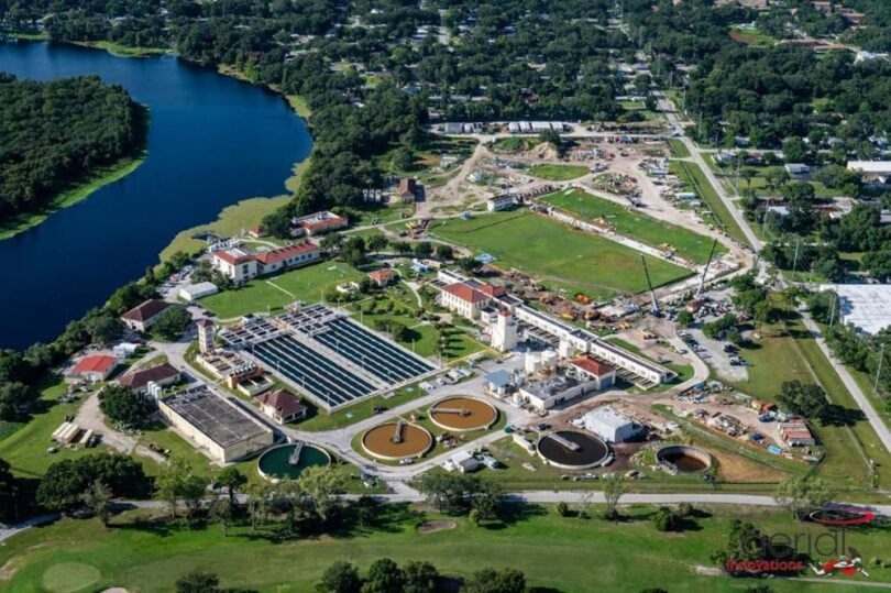 Tampa SIX water treatment facility David L Tippin plant aerial view suspended ion exchange system