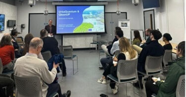 South West Water urban water quality projects presentation showing UrbaQuantum and QLeanUP launch