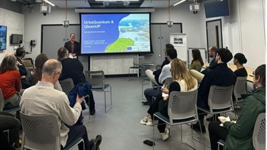 South West Water urban water quality projects presentation showing UrbaQuantum and QLeanUP launch