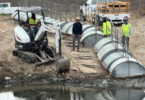 River restoration equipment operating during Tijuana River water treatment pilot