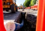 water mains replacement project trench with new pipe installation to improve drinking water supply