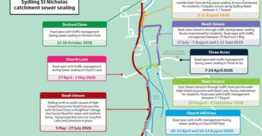 Sydling St Nicholas sewer investment road closures map sewer sealing Dorset village