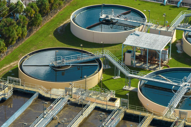 Wastewater treatment plant infrastructure illustrating asset management and monitoring challenges across water systems.
