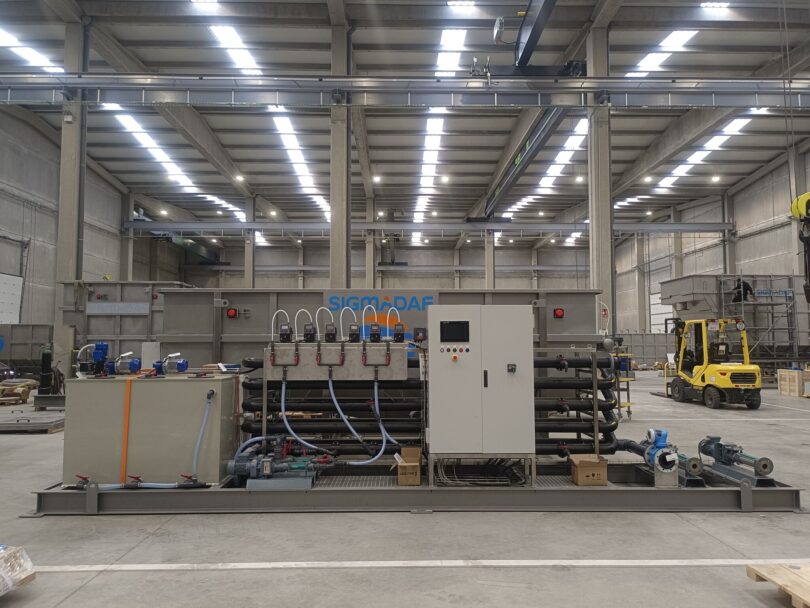 SIGMADAF dissolved air flotation system used for PFAS removal in industrial wastewater treatment