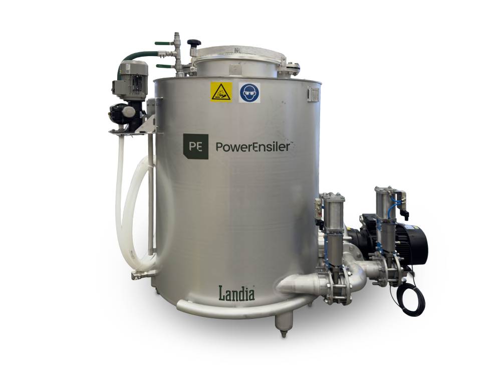 Landia PowerEnsiler fish silage tank system designed for industrial aquaculture and fish processing environments