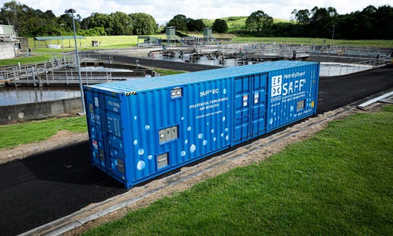 SAFF PFAS sewage treatment trial container system installed at wastewater treatment facility in Australia