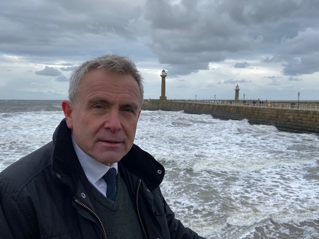 Bathing water quality partnership chair Sir Robert Goodwill pictured at the Yorkshire coast