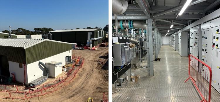 Industrial water treatment facility interior showing pipework and control panels in a modern water treatment plant