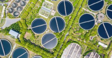 Aerial view of water treatment works representing ozone plant maintenance