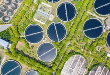 Aerial view of water treatment works representing ozone plant maintenance