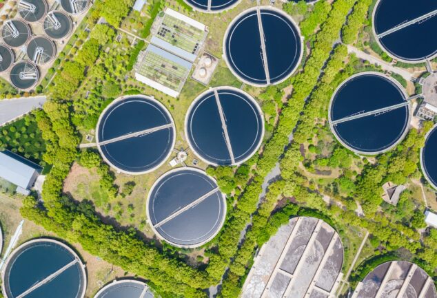 Aerial view of water treatment works representing ozone plant maintenance