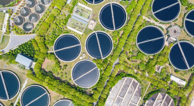 Aerial view of water treatment works representing ozone plant maintenance