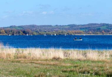 Chew Valley Lake, a Bristol Water reservoir, with open water under summer skies