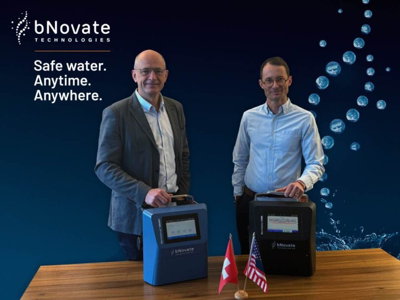bNovate Technologies executives presenting rapid water quality monitoring systems designed for real-time microbial detection and drinking water safety