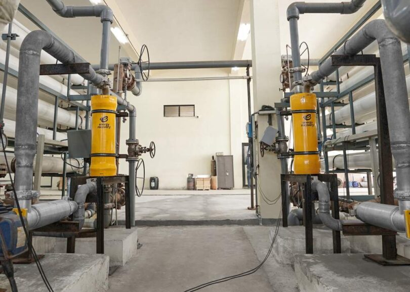 Energy Recovery PX Pressure Exchanger technology installed within an industrial reverse osmosis wastewater treatment facility in India.