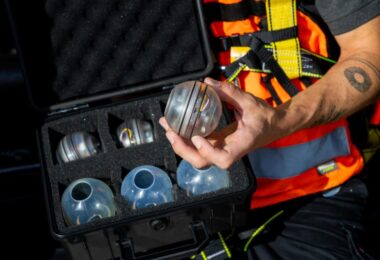 Aganova's Nautilus in-line inspection technology used for AI-powered leak detection inside large-diameter water pipelines in Recife, Brazil.