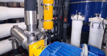 Marine SWRO retrofit equipment featuring Energy Recovery PX pressure exchanger technology installed aboard the Saphira livestock carrier.