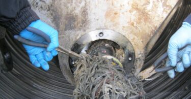 Wastewater pump blocked by rag debris and solids causing operational failures